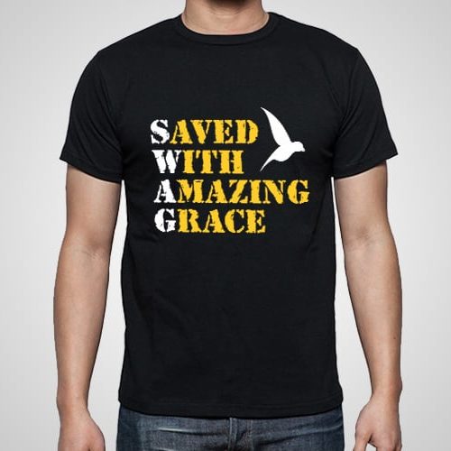 Saved With Amazing Grace Printed T-Shirt