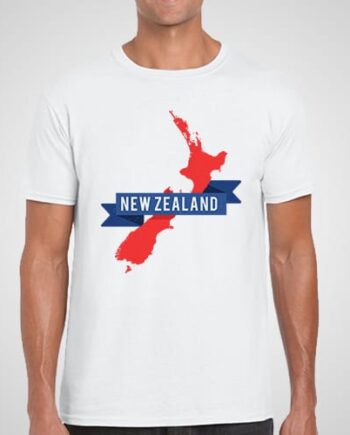 NZ Labeled Map Printed T-Shirt