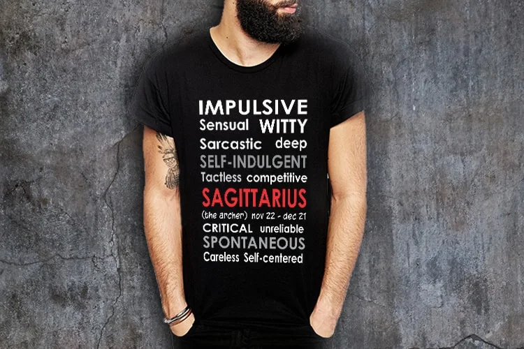 Sagittarius Positive Negative Printed T-Shirt