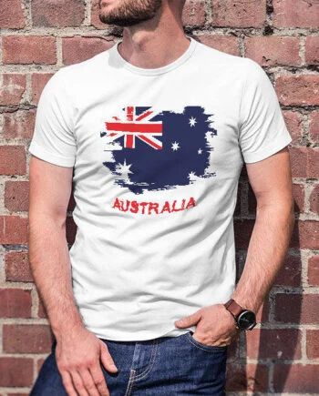 Grunge Australian Flag White T-Shirt