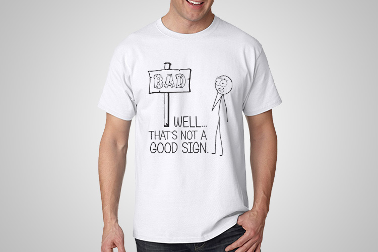 mens kom sammen tidsskrift Bad Sign T-Shirt | Order Online Funny Tees | Cool Tees NZ