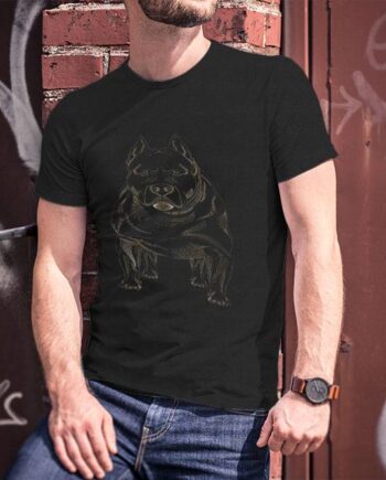 Dotted Pitbull Dog Black T-Shirt