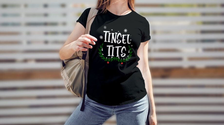 Tinsel Tits Funny Christmas T-Shirt