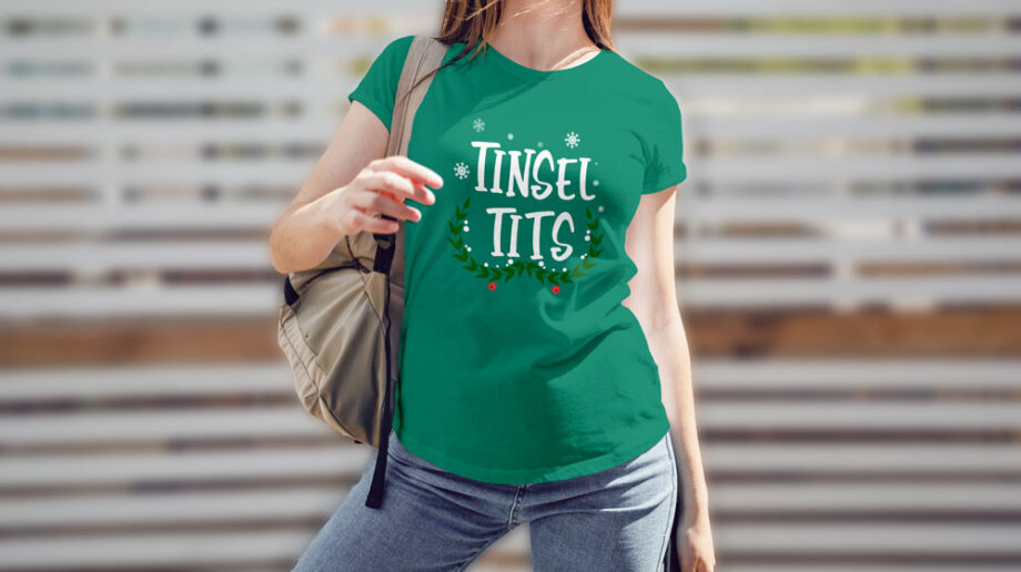 Tinsel Tits Funny Christmas T-Shirt